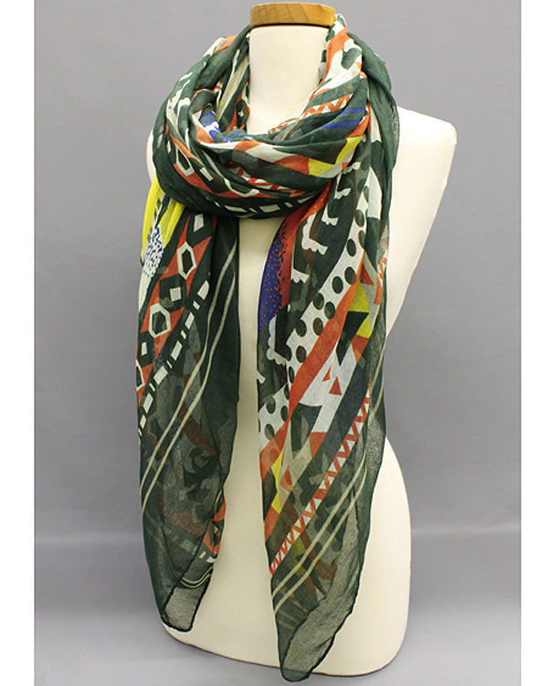 Extra wide african tribal geometric print scarf