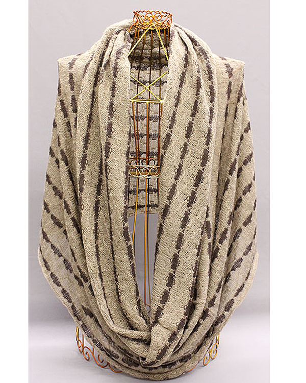 Multi function oversize stripe pattern winter infinity scarf