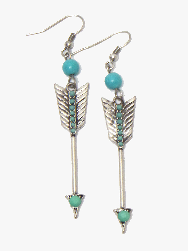 Western theme stone deco arrow earring