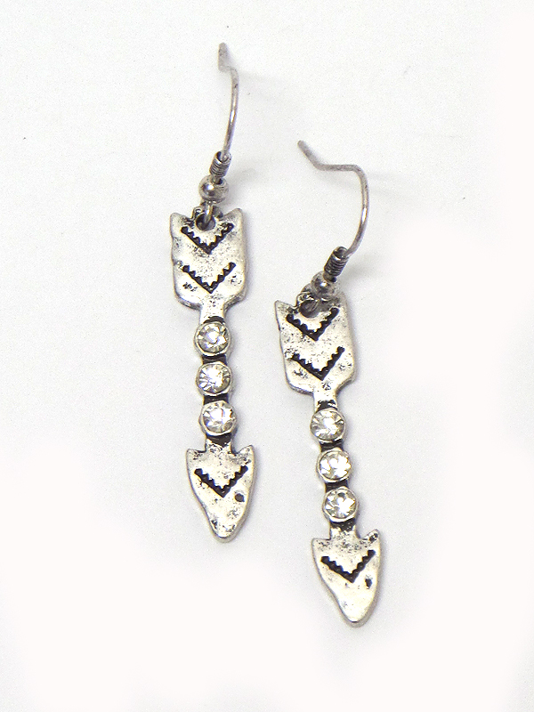 Western theme stone deco arrow earring
