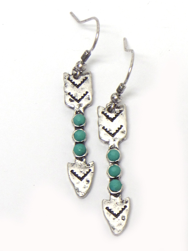Western theme stone deco arrow earring
