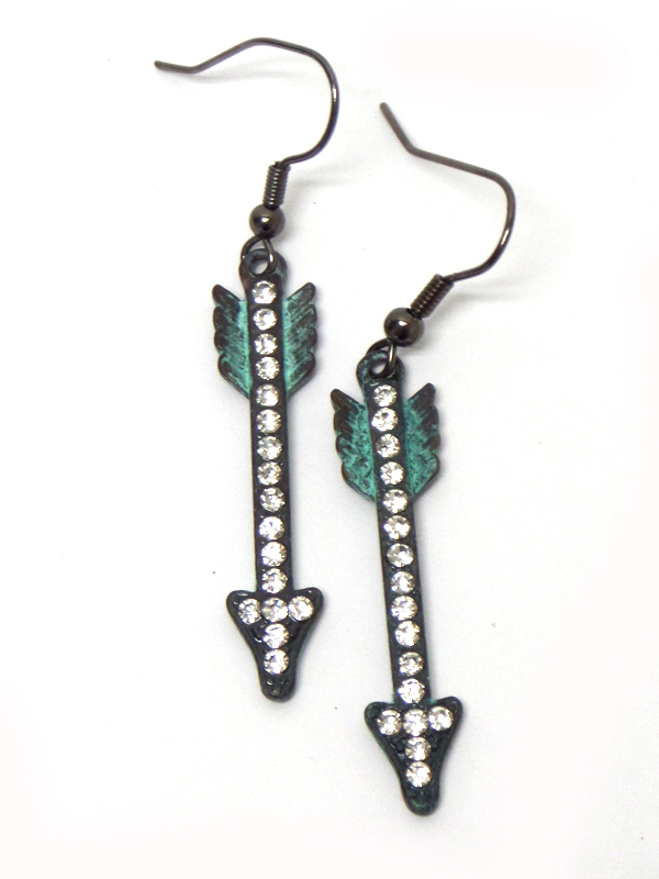 Western theme stone deco arrow earring
