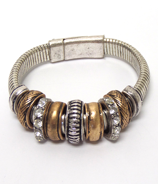 Multi metal ring and snake chain magnet bracelet 