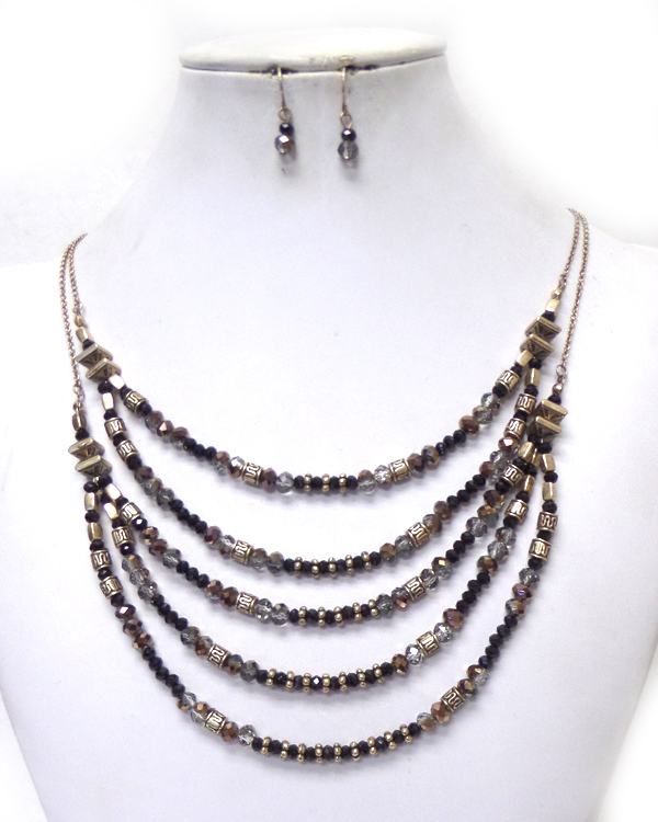 5 LAYER MULTI BEADS CHAIN NECKLACE SET