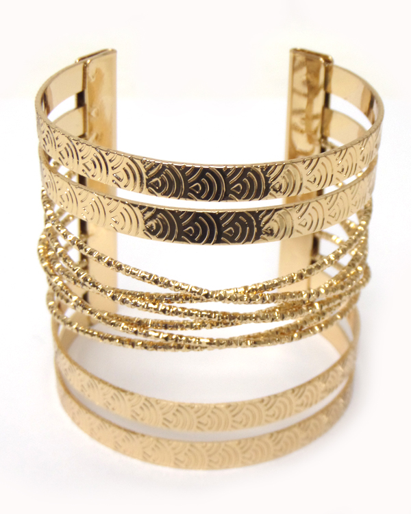 Multi  designs metal textured cuff bangle bracelet