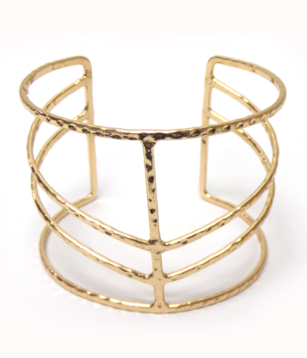 Thin  metal textured design cuff bangle bracelet