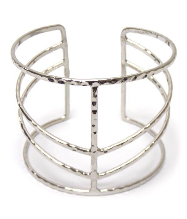 Thin  metal textured design cuff bangle bracelet