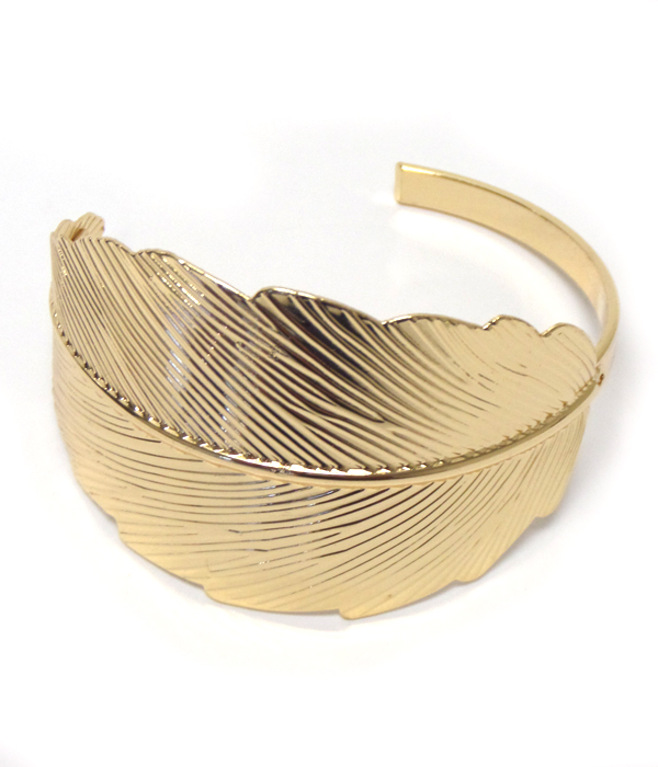 Metal leaf cuff bangle bracelet