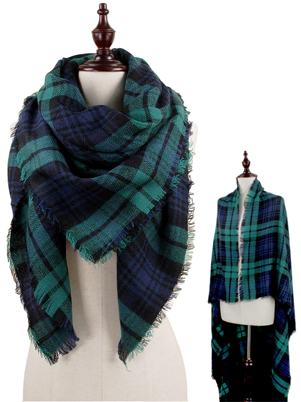 Plaid pattern 100% acrylic blanket scarf or shawl
