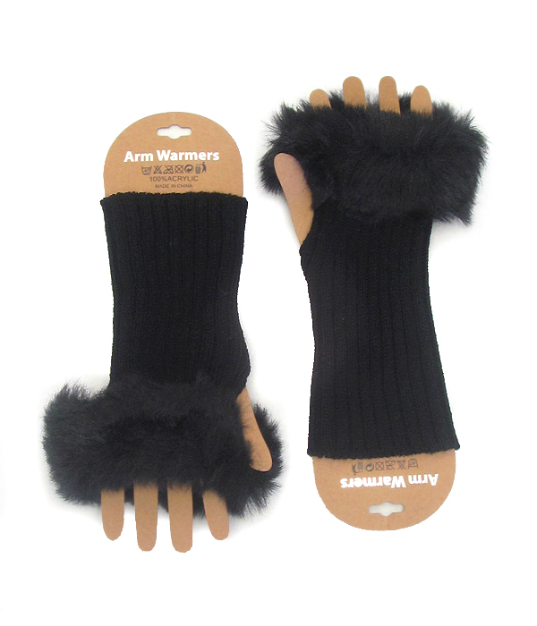 Fur top open finger tip gloves