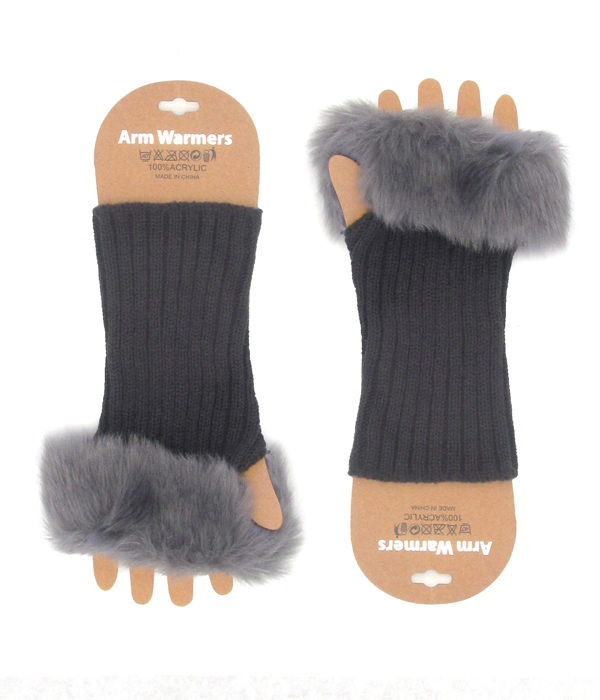 Fur top open finger tip gloves
