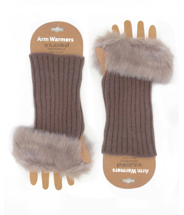 Fur top open finger tip gloves