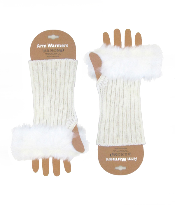 Fur top open finger tip gloves