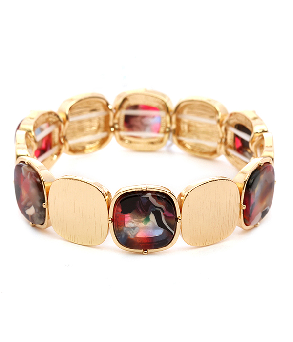 ACRYLIC AND METAL MIX STRETCH BRACELET