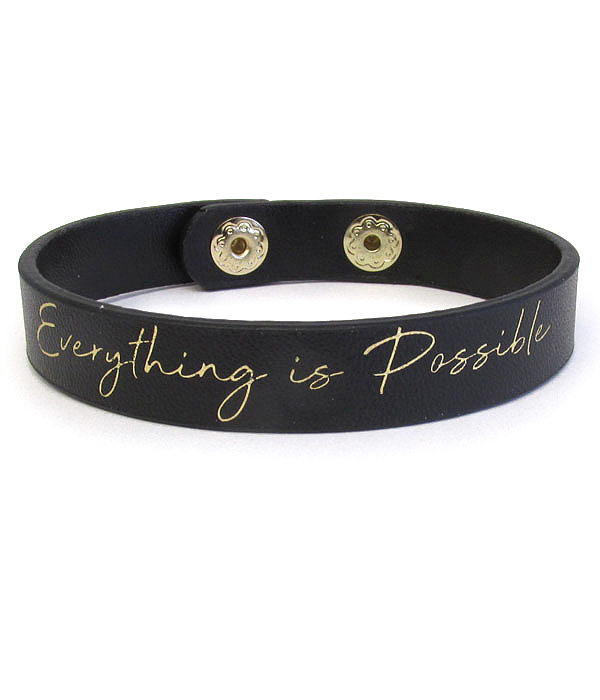 RELIGIOUS THEME LEATHERETTE BRACELET - EVERYTHING IS POSSIBLE