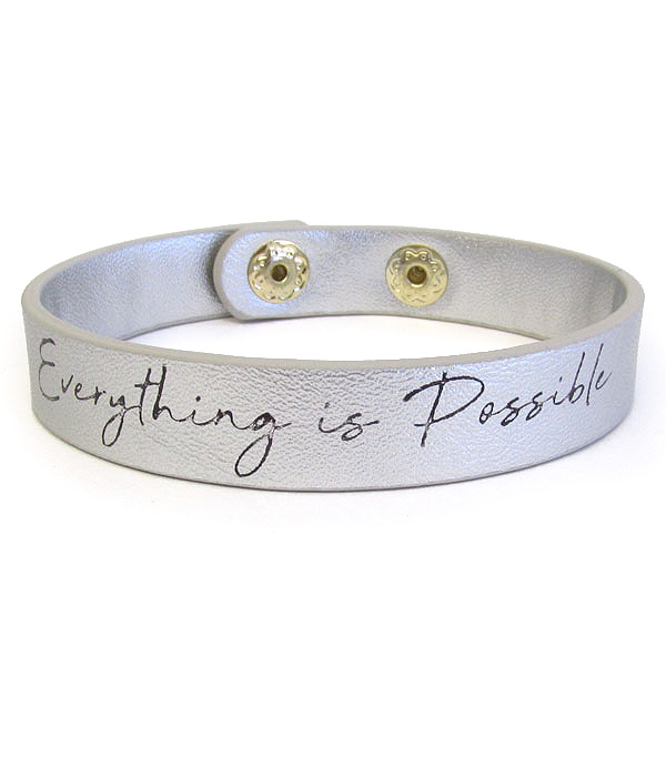 RELIGIOUS THEME LEATHERETTE BRACELET - EVERYTHING IS POSSIBLE