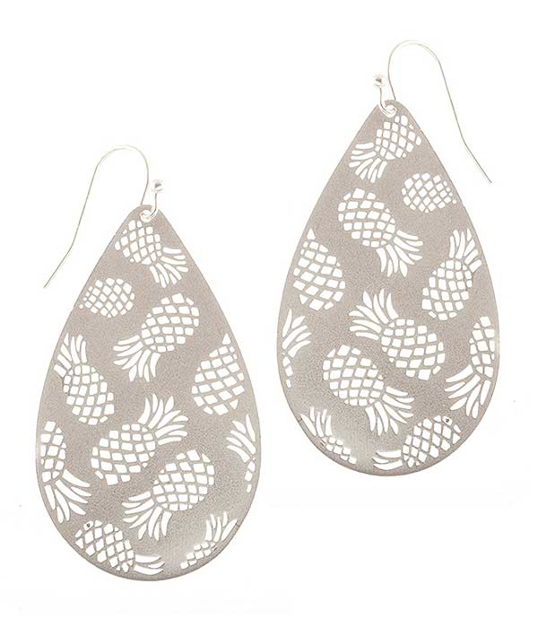 METAL FILIGREE PINEAPPLE TEARDROP EARRING