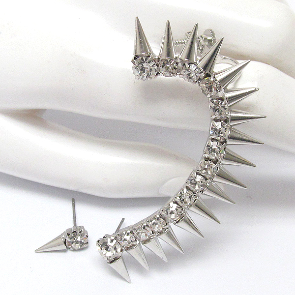 Crystal and spike deco earcuff