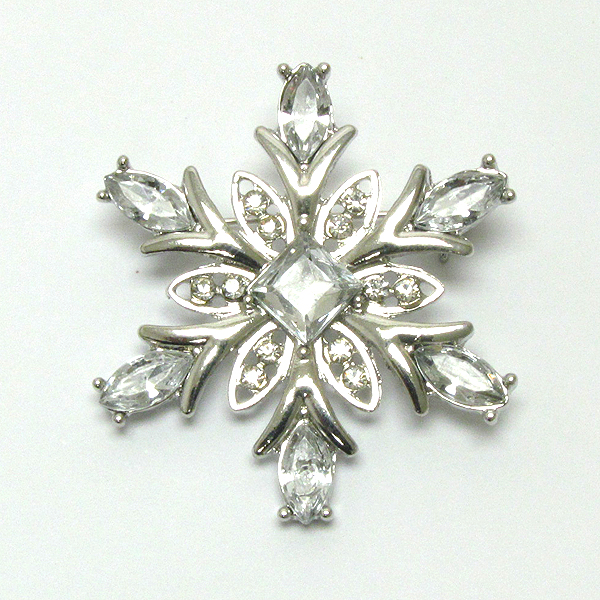 Crystal snowflake brooch or pin