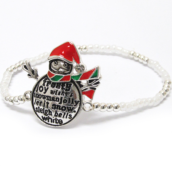 Message on christmas snowman stretch bracelet