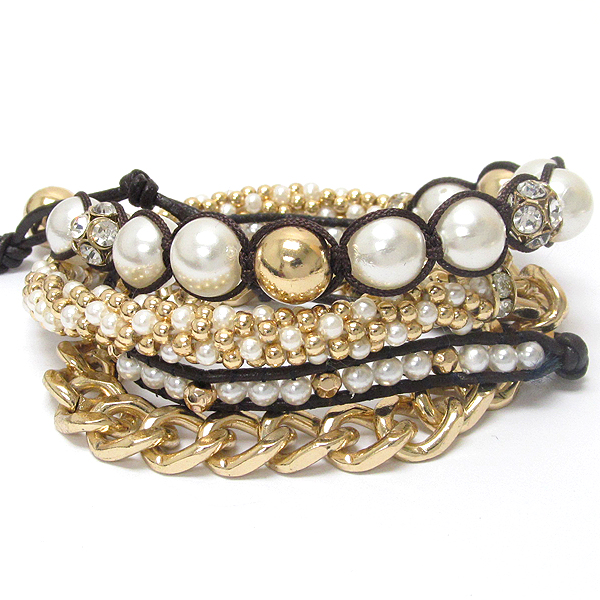 Multi bead and chain mix wrap bracelet