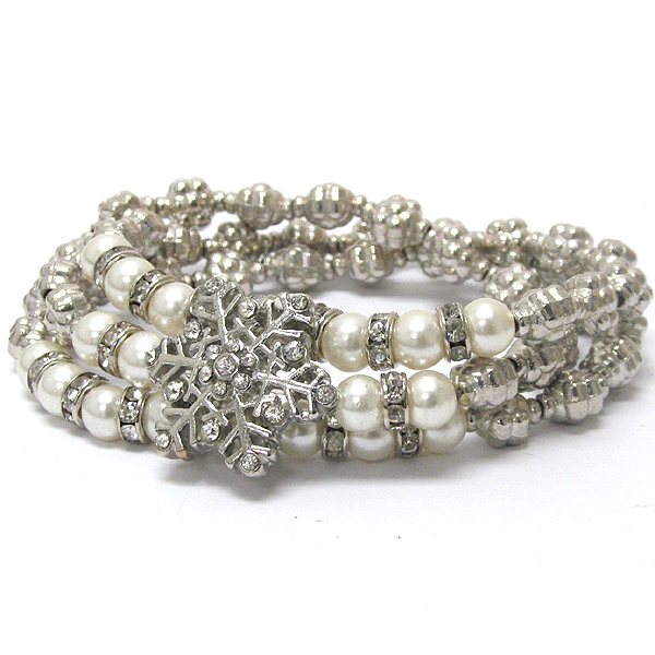 Crystal deco snowflake stretch wrap bracelet