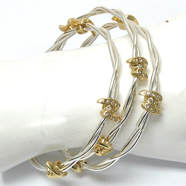 Crystal deco designer style wire art bangle bracelet set of 3