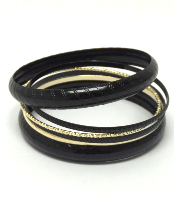 Color metal texture bangle bracelet set