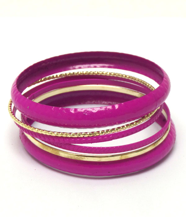 Color metal texture bangle bracelet set
