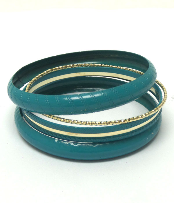 Color metal texture bangle bracelet set