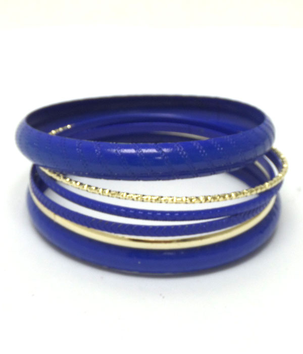 Color metal texture bangle bracelet set