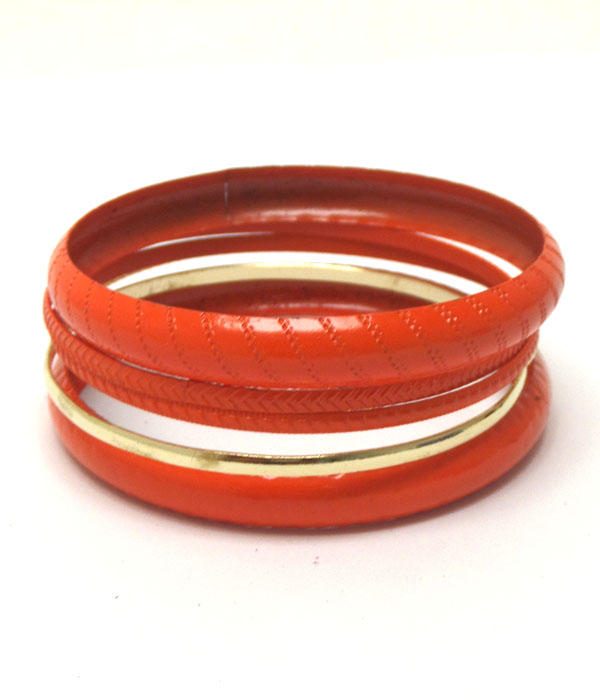 Color metal texture bangle bracelet set