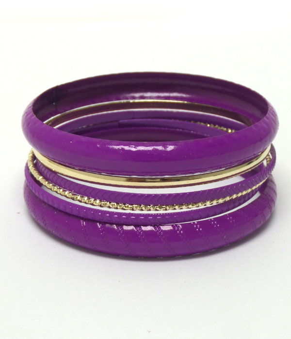 Color metal texture bangle bracelet set