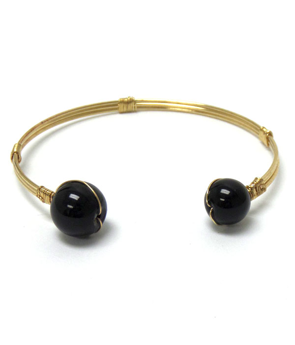 Handmade bourbon wire ball stone bracelet