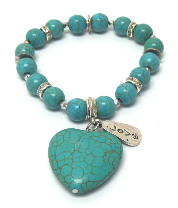 Turquoise stone heart bracelet 