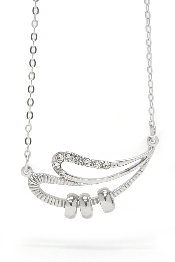 Made in korea whitegold plating crystal and metal ring pendant necklace