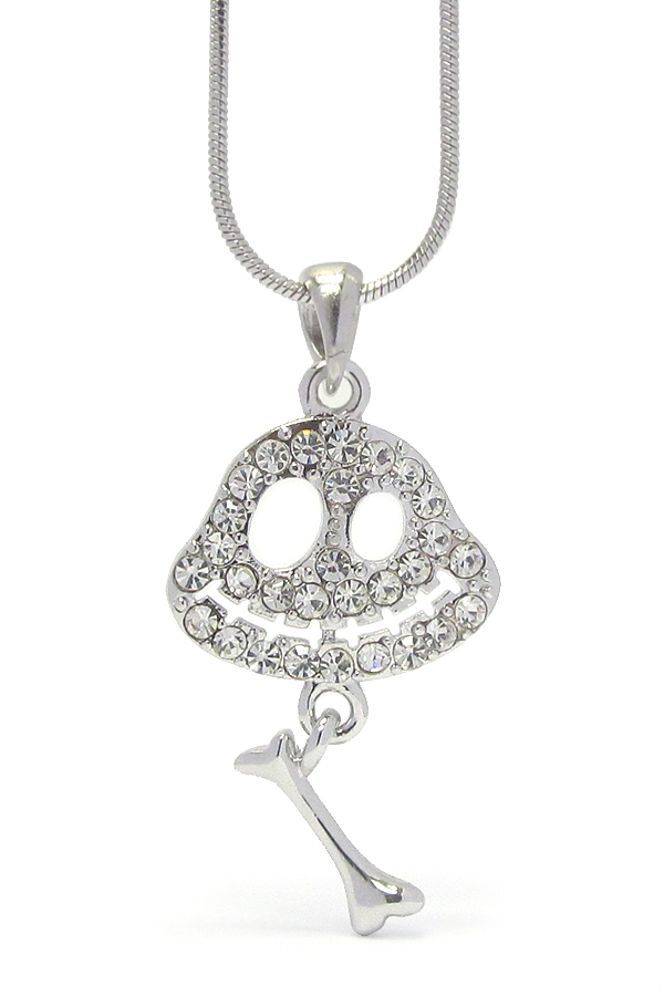 Made in korea whitegold plating bone dangling cute ghost pendant necklace