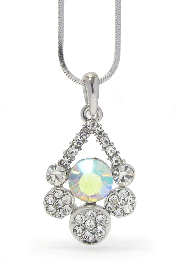 Made in korea whitegold plating crystal pave disk mix drop necklace