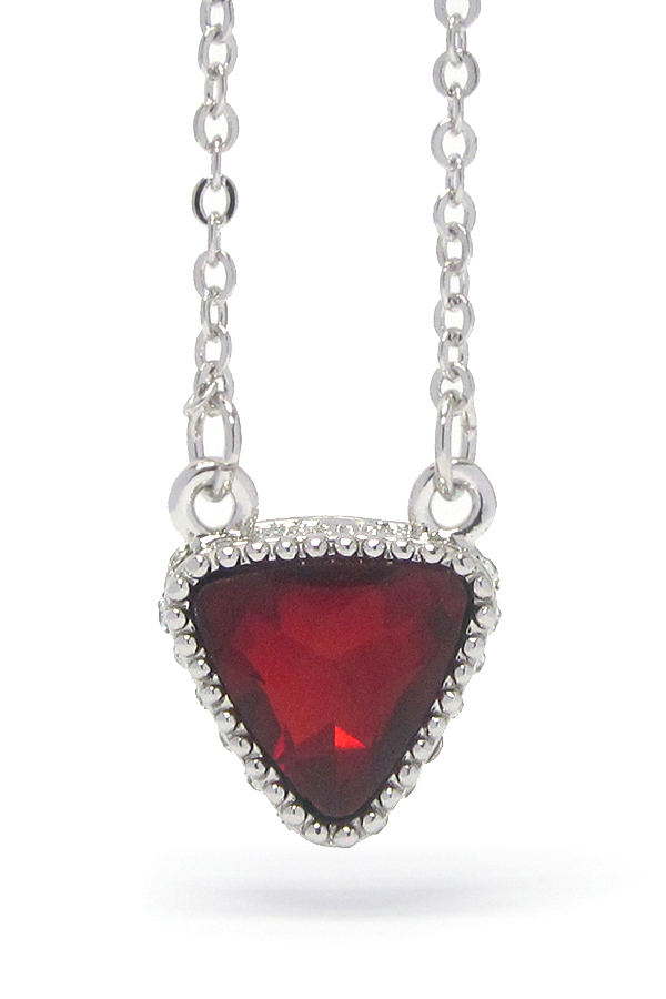 Made in korea whitegold plating facet triangle cubic zirconia pendant necklace