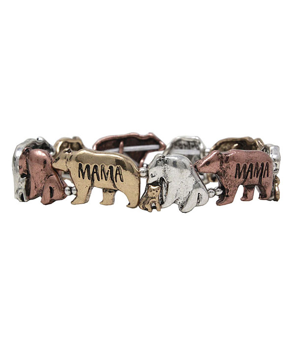 Mama bear theme stretch bracelet