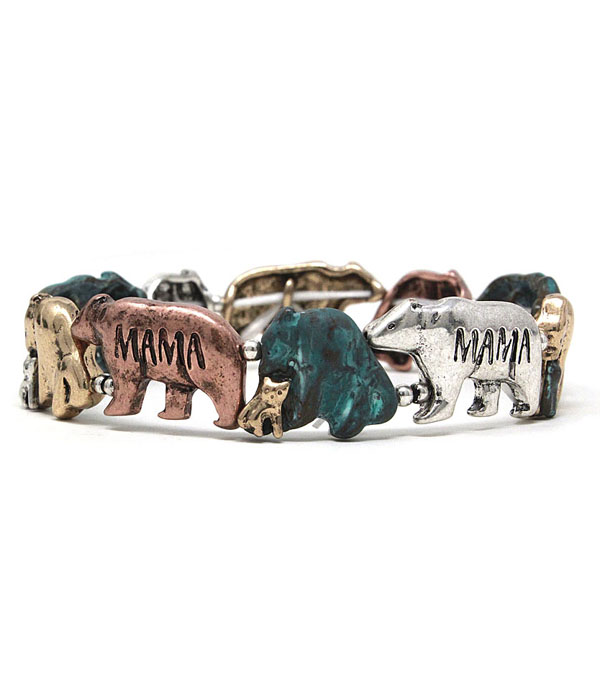 Mama bear theme stretch bracelet