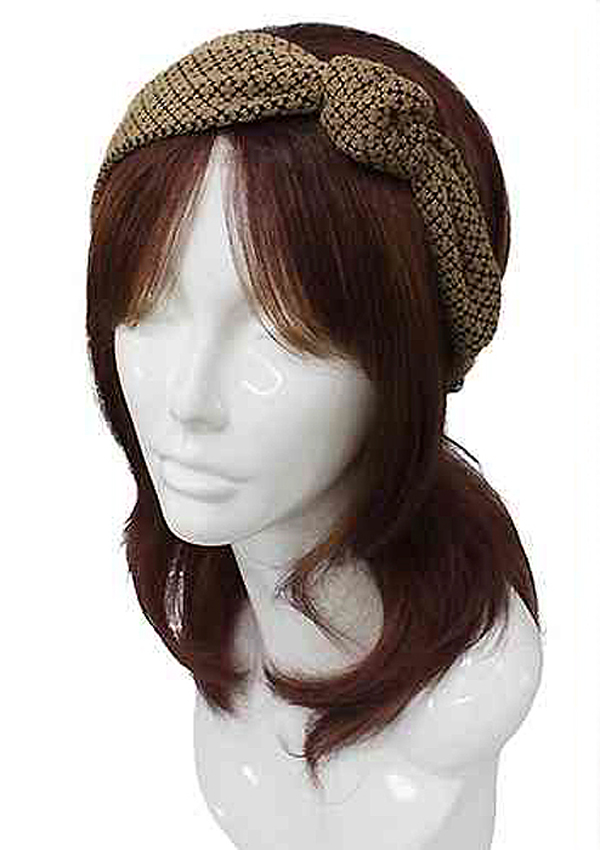 Diamond pattern side knot headband - 60% acrylic 40% polyester