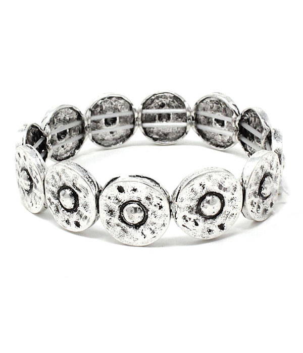 VINTAGE METAL MULTI DISC LINK STRETCH BRACELET