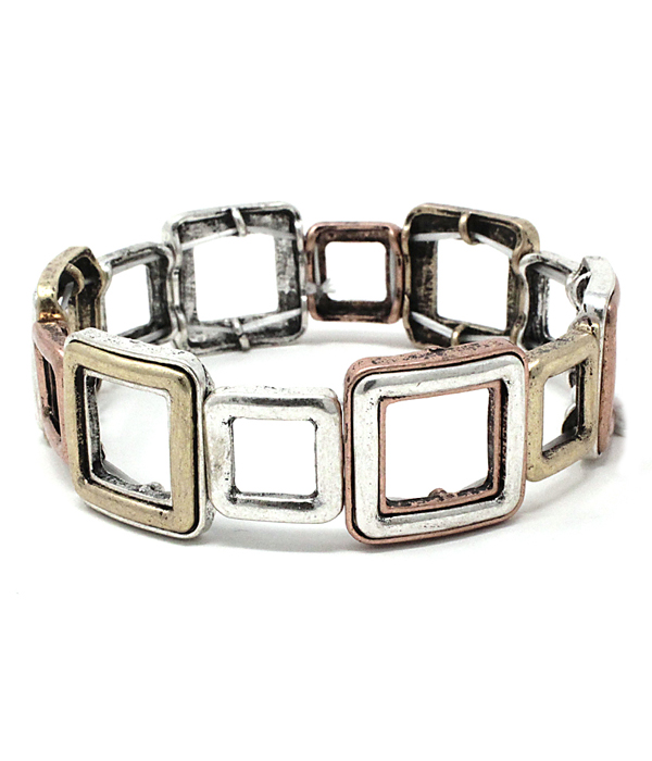 VINTAGE METAL SQUARE LINK STRETCH BRACELET