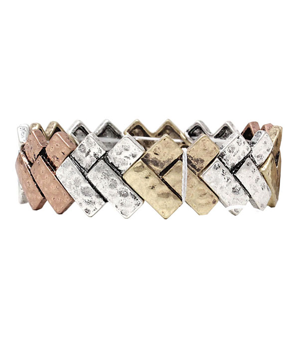 VINTAGE METAL BAR LINK STRETCH BRACELET