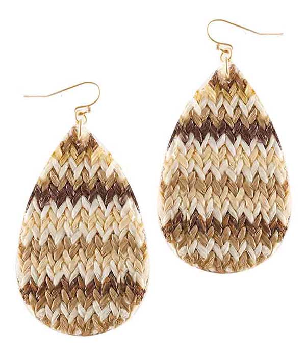 Raffia teardrop earring