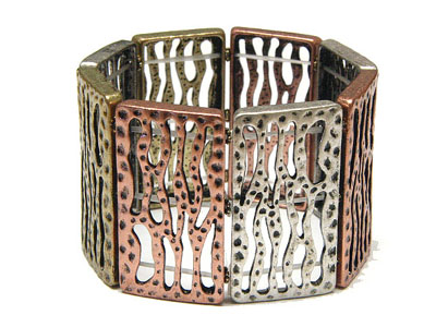 Burnish heavey metal wide stretch bracelet