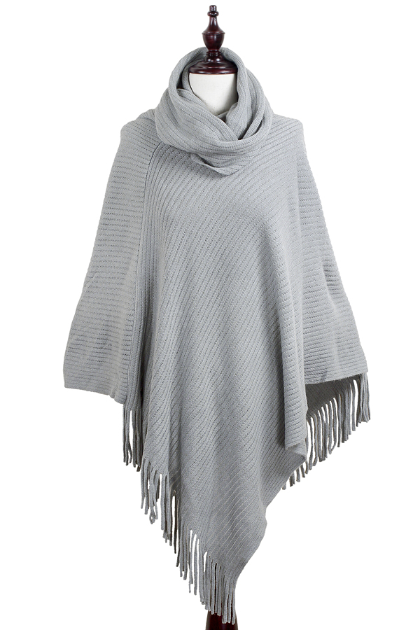 Solid color 100% acrylic turtleneck poncho