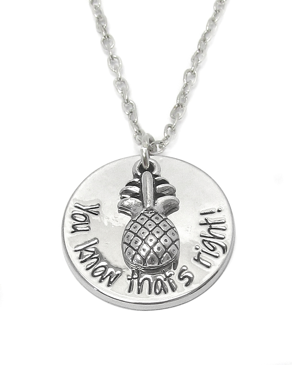 INSPIRATION MESSAGE MULTI CHARM PENDANT NECKLACE - YOU KNOW THAT IS RIGHT