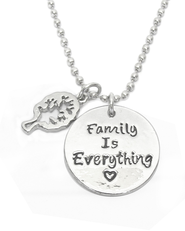Inspiration message multi charm pendant necklace - family is everything
